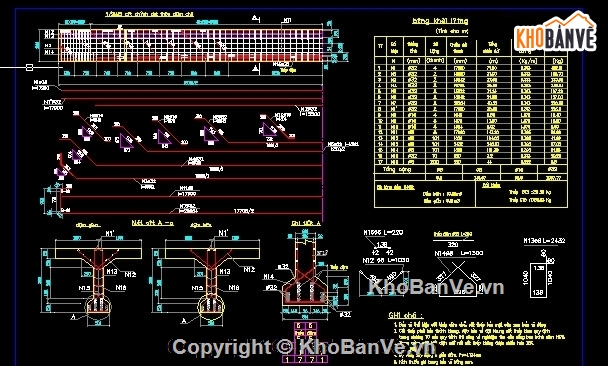 Bản vẽ thiết kế cầu dầm T,Bản vẽ cầu dầm T 3 nhịp,Bản vẽ dầm T,cầu dầm T 3 nhịp 18m,cầu dầm T 3 nhịp L=18m khổ cầu 7m