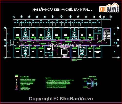 thiết kế điện,bản vẽ điện,điện cho ký túc xá,file cad hệ thống điện