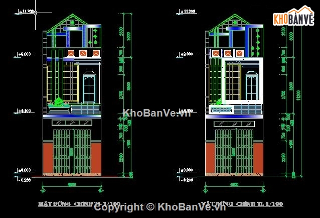 kiến trúc 2 tầng,kết cấu 2 tầng,bản vẽ nhà 2 tầng,nhà phố 2 tầng 4x11m,thiết kế nhà 2 tầng