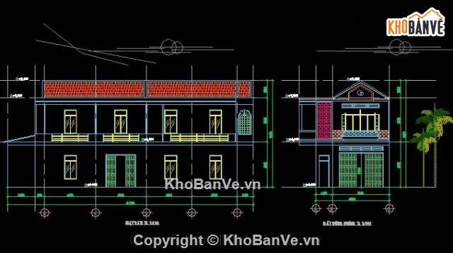 kiến trúc 2 tầng,kết cấu 2 tầng,bản vẽ nhà 2 tầng,thiết kế nhà 2 tầng,nhà 2 tầng 6.5x21.7m