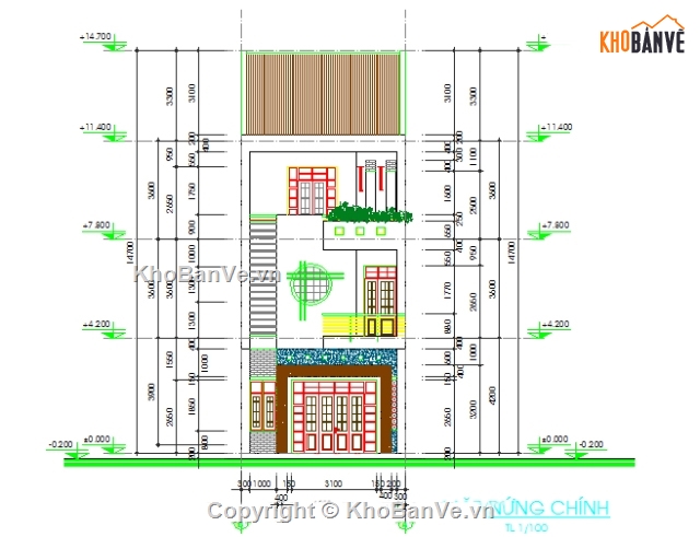 nhà phố 3 tầng,hồ sơ thiết kế nhà phố 3 tầng,bản vẽ nhà phố 3 tầng,nhà phố 3 tầng 6x17m,mẫu nhà phố 3 tầng