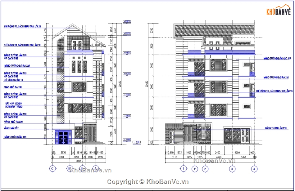 Thiết kế căn góc 5 tầng,bản vẽ căn góc 5 tầng,Căn góc 2 mặt tiền,Bản thiết kế căn góc 2 mặt tiền,Nhà ống 2 mặt tiền