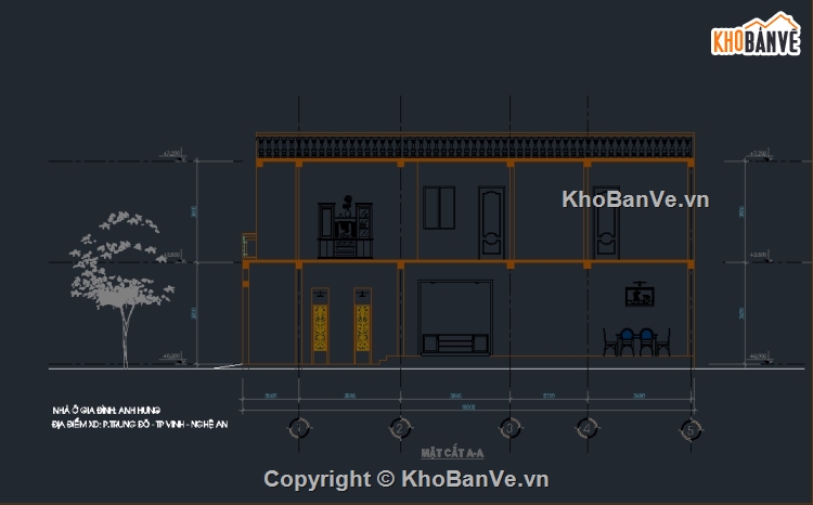 Bản vẽ nhà phố 2 tầng,mẫu nhà phố 2 tầng,thiết kế nhà phố 2 tầng,nhà 2 tầng 5.7x15.89m,kiến trúc nhà phố 2 tầng