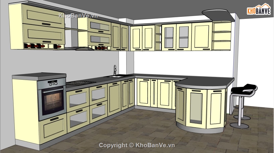 Thiết kế nội thất phòng bếp,nội thất phòng bếp,sketchup phòng bếp