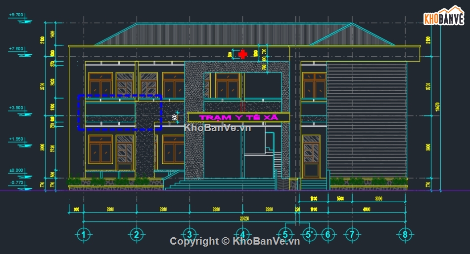 cad trạm y tế,trạm y tế file cad,file cad trạm y tế