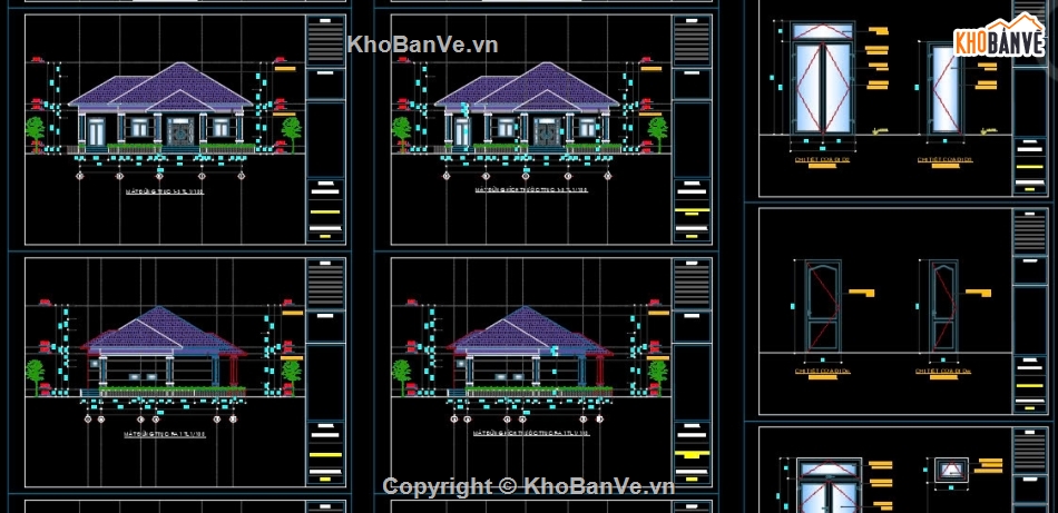 biệt thự 1 tầng,chi tiết biệt thự,file cad triển khai biệt thự 1 tầng,1 tầng mái nhật,File cad