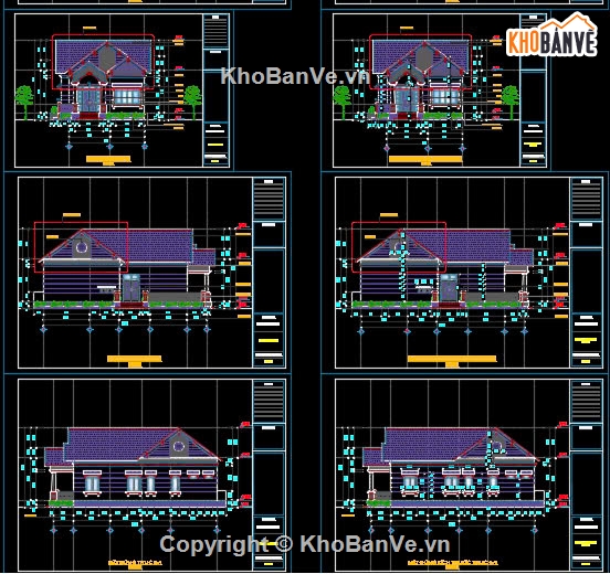 biệt thự 1 tầng,biệt thự mái thái,biệt thự 1 tầng mái thái,mái thái 1 tầng,cad biệt thự 1 tầng