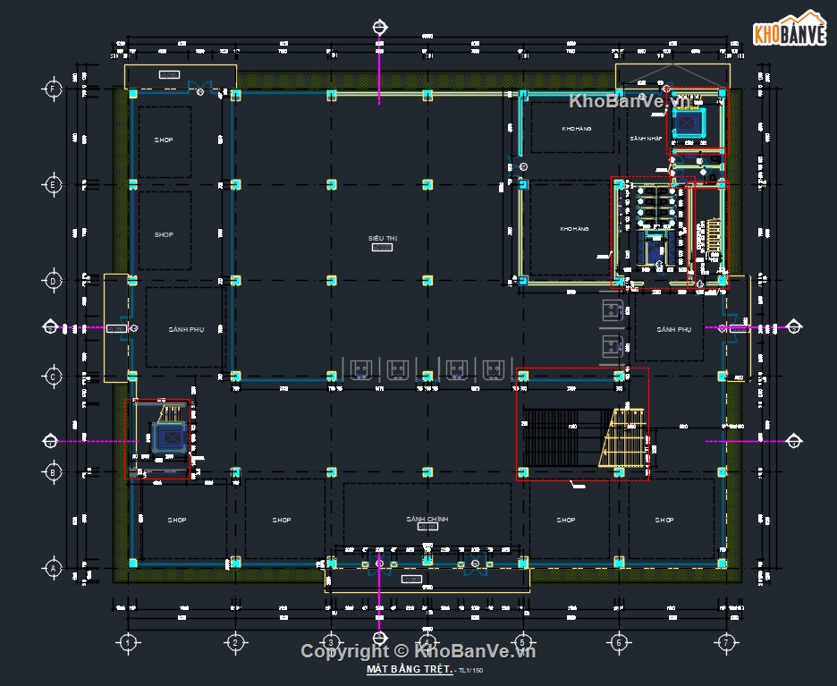 Bản vẽ cad Trung tâm thương mại,Bản vẽ cad Trung tâm,trung tâm thương mại