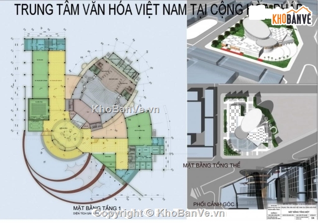 Bản vẽ cad Trung tâm,văn hóa Việt Nam - Pháp,trung tâm văn hóa,bản vẽ trung tâm văn hóa,thiết kế trung tâm văn hóa