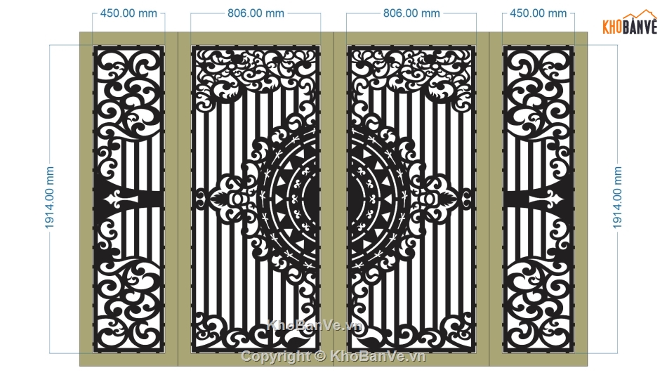 cổng đẹp 4 cánh,cổng 4 cánh cnc,file cnc cổng 4 cánh,mẫu cnc cổng 4 cánh