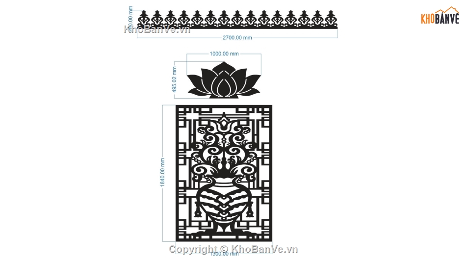 hoa văn bình sen,file cnc hoa sen bình sen,mẫu hoa văn bình sen