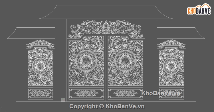 Cổng Hoa Sen Rồng,Cổng Từ Đường,Cổng CNC phong thủy,bản vẽ CNC cửa cổng