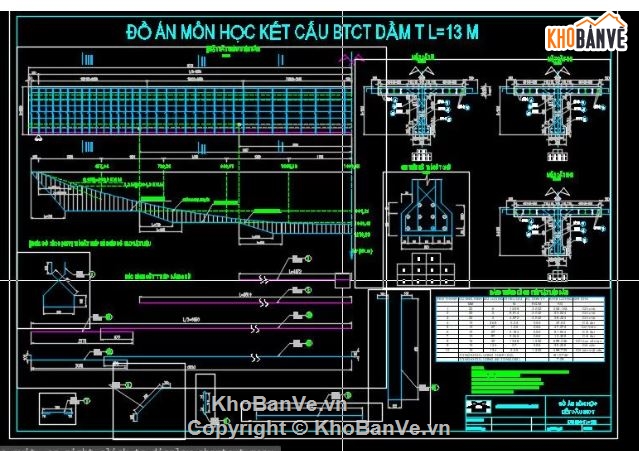 Đồ án BTCT,đồ án BTCT 1,DA BTCT – Dầm T L=13m