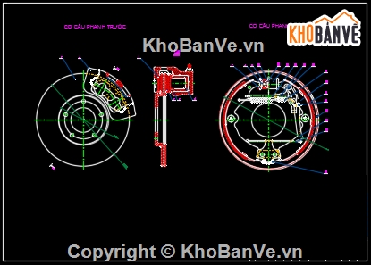đồ án ô tô,bản vẽ ô tô,phanh xe ô tô