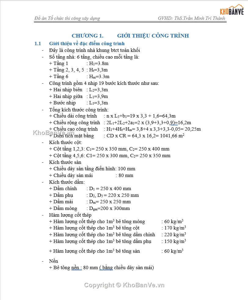 đồ án tổ chức thi công,bản vẽ cad,tính toán