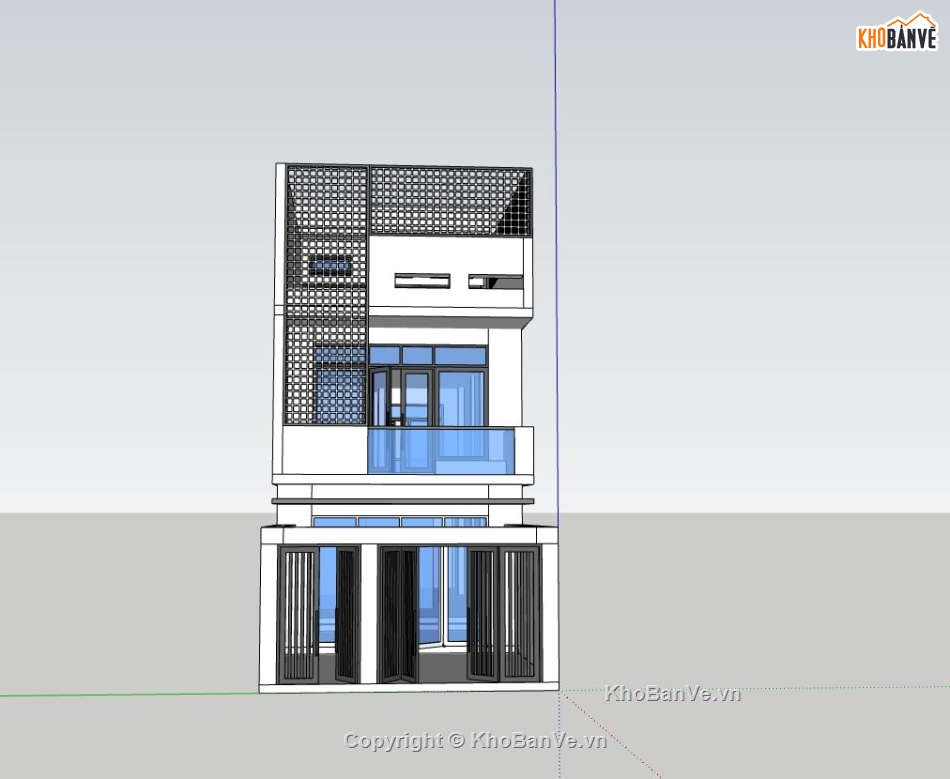 Sketchup nhà phố,nhà phố 3 tầng đẹp,phối cảnh nhà phố 3 tầng,thiết kế nhà phố 3 tầng,sketchup nhà phố 3 tầng