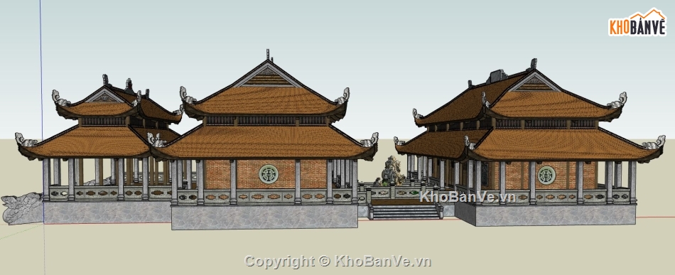 phối cảnh ngôi chùa file su,model sketchup phối cảnh chùa,dựng 3d su phối cảnh chùa