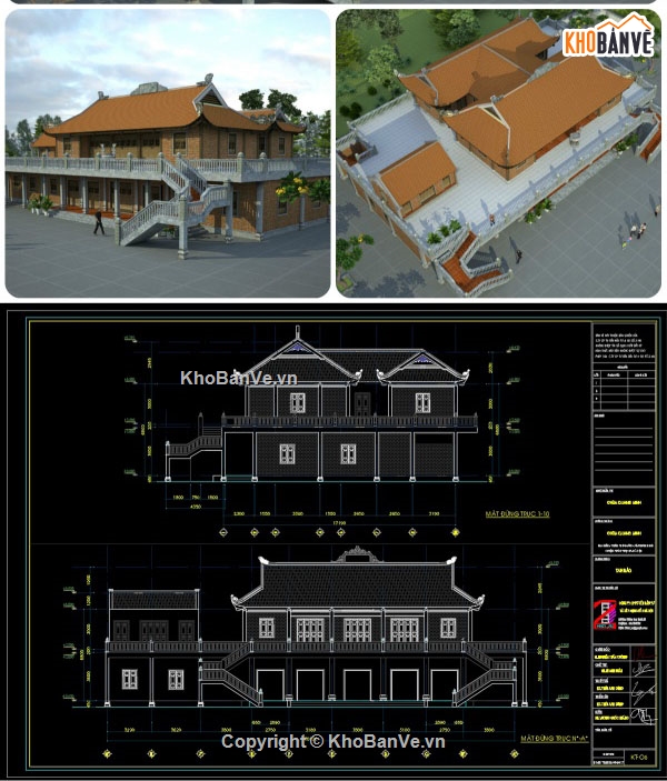 bản vẽ chùa,chùa,cad chùa