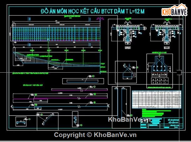 đồ án BTCT 1,đồ án BTCT – Dầm T L=12m,đồ án