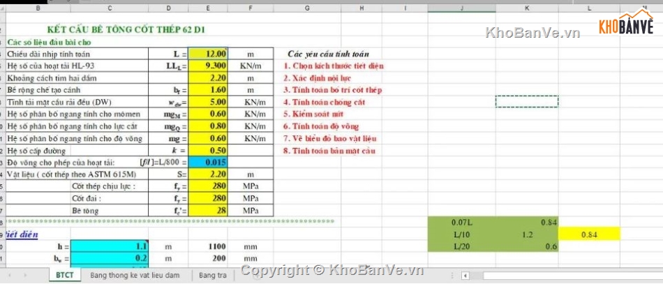 đồ án BTCT 1,đồ án BTCT – Dầm T L=12m,đồ án