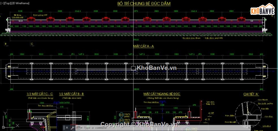 bản vẽ bệ đúc dầm,bản vẽ cầu dầm,chi tiết cầu dầm,file cad cầu dầm