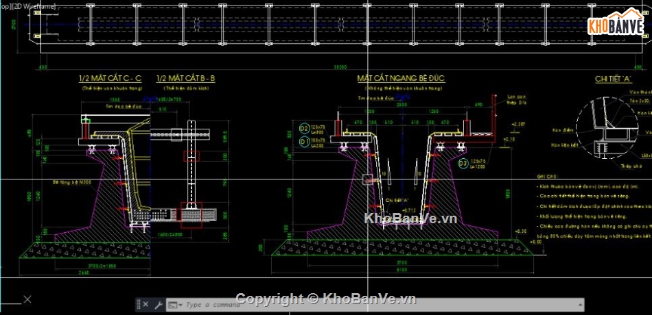 bản vẽ bệ đúc dầm,bản vẽ cầu dầm,chi tiết cầu dầm,file cad cầu dầm