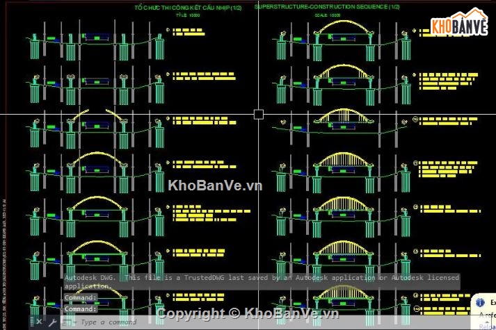 bản vẽ cầu vòm,bản vẽ cầu bê tông cốt thép,file cad bản vẽ cầu