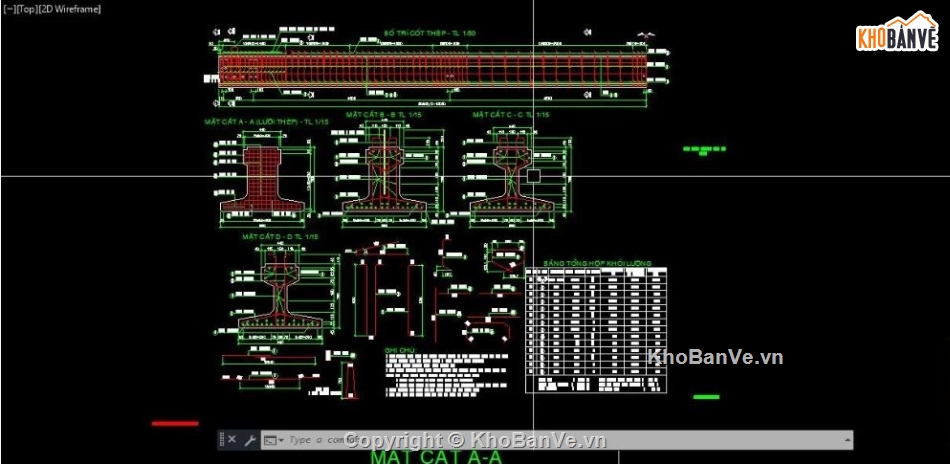 chữ T ngược,L=20m,bản vẽ dầm t