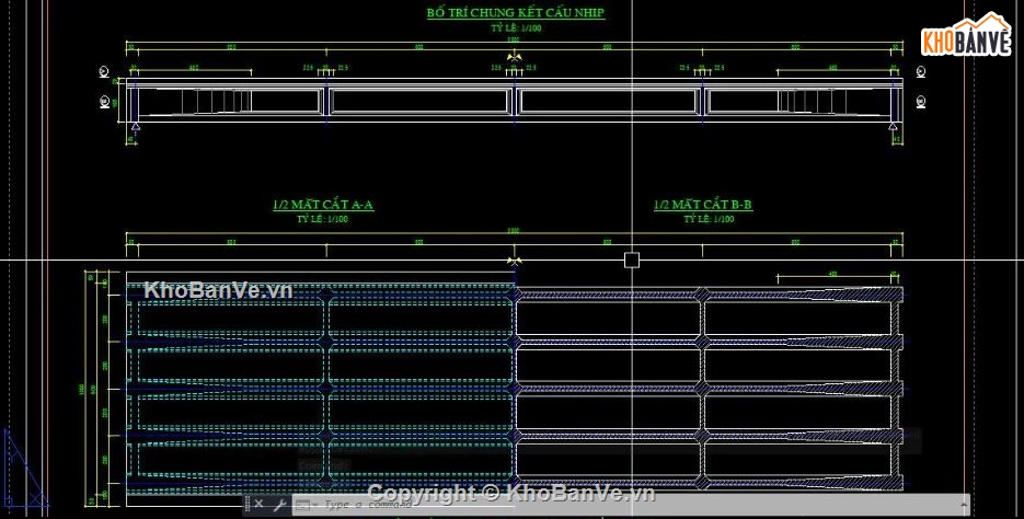 bản vẽ dầm bản,file cầu dầm,file cad cầu dầm