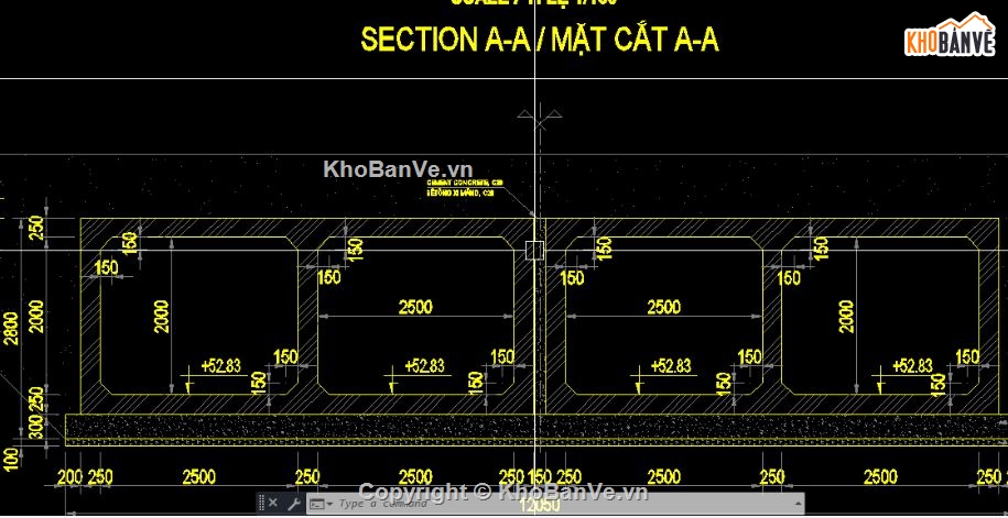 cống hộp 2.5m x2.5m,bản vẽ cống bản,file cad cống hộp
