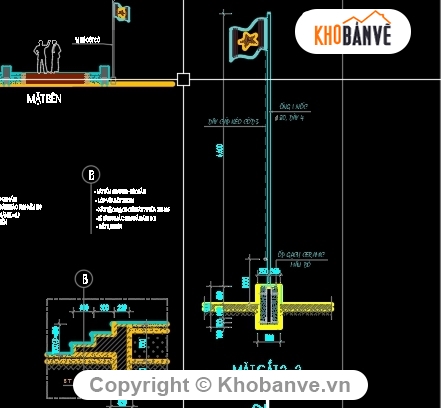 Sân khấu trường học,sân khấu cột cờ,Sân khấu cột cờ trường học,bản vẽ cột cờ,cột cờ trường học