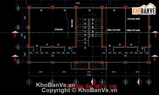 trường học 2 tầng,file cad trường học 2 tầng,autocad trường học,trường học file cad