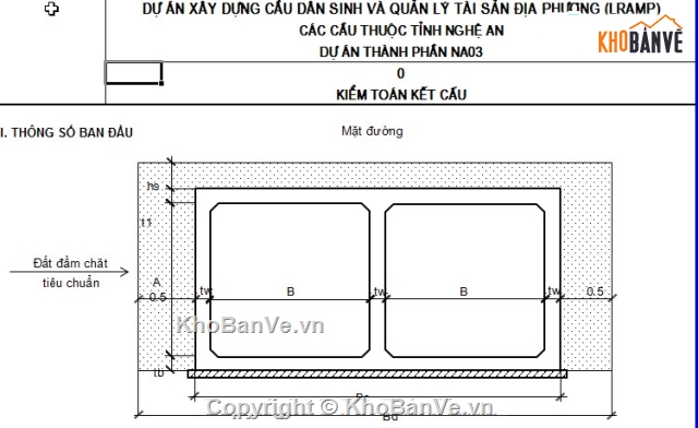 Bản tính cống hộp khẩu độ 2x(3x3)m,excel bản tính cống hộp,thiết kế bản tính cống hộp