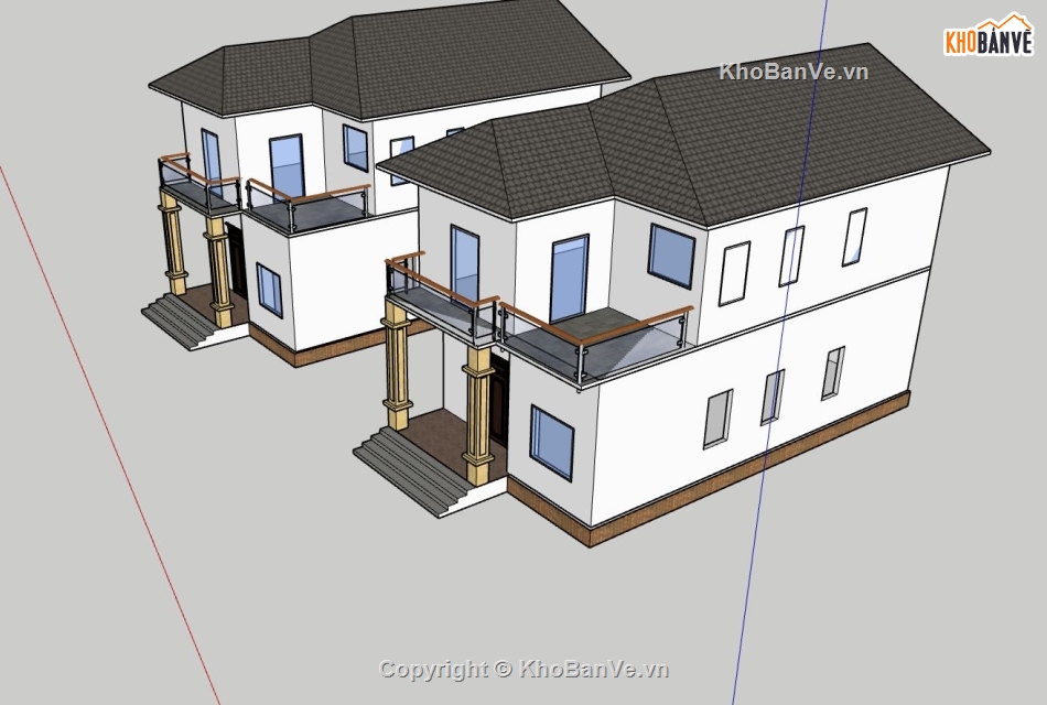 nhà phố 2 tầng,file su nhà phố 2 tầng,mẫu sketchup nhà phố 2 tầng