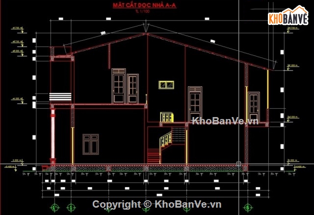 kiến trúc nhà 2 tầng,nhà 2 tầng 7x13m,bản vẽ nhà 2 tầng,nhà 2 tầng có gác lửng