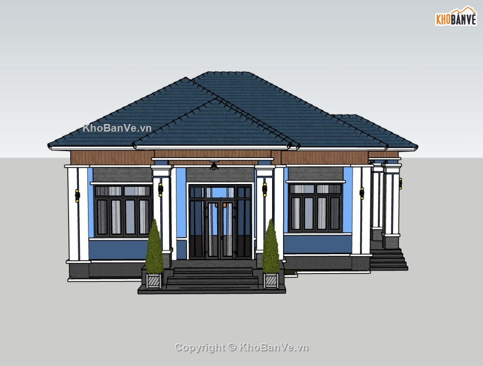 biệt thự 1 tầng,biệt thự sketchup,sketchup biệt thự,sketchup biệt thự 1 tầng