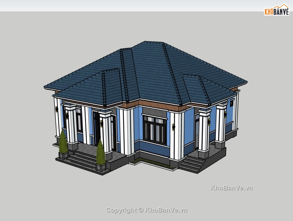 biệt thự 1 tầng,biệt thự sketchup,sketchup biệt thự,sketchup biệt thự 1 tầng