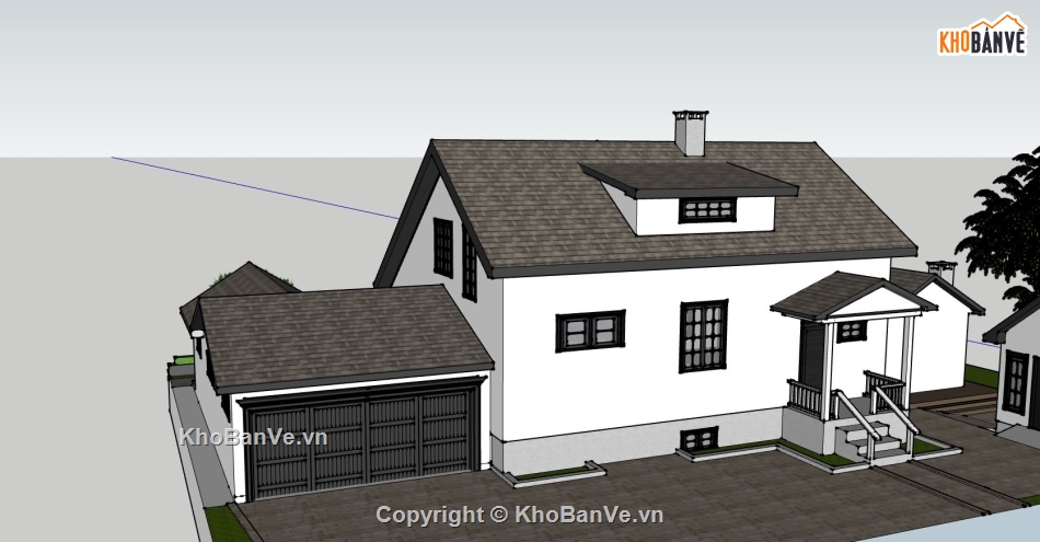 biệt thự 1 tầng,biệt thự sketchup,biệt thự đẹp 1 tầng,model su biệt thự 1 tầng