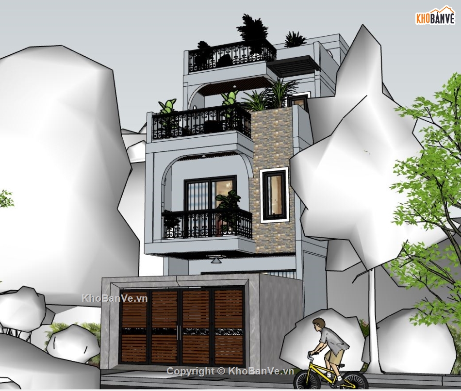 nhà phố 3 tầng,kiến trúc nhà phố,nhà phố hiện đại