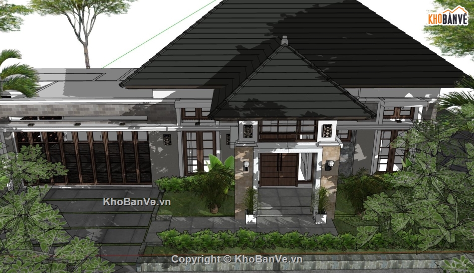 biệt thự cao cấp file sketchup,dựng file su biệt thự 1 tầng,model biệt thự hiện đại,biệt thự 1 tầng file su,biệt thự  dựng model su