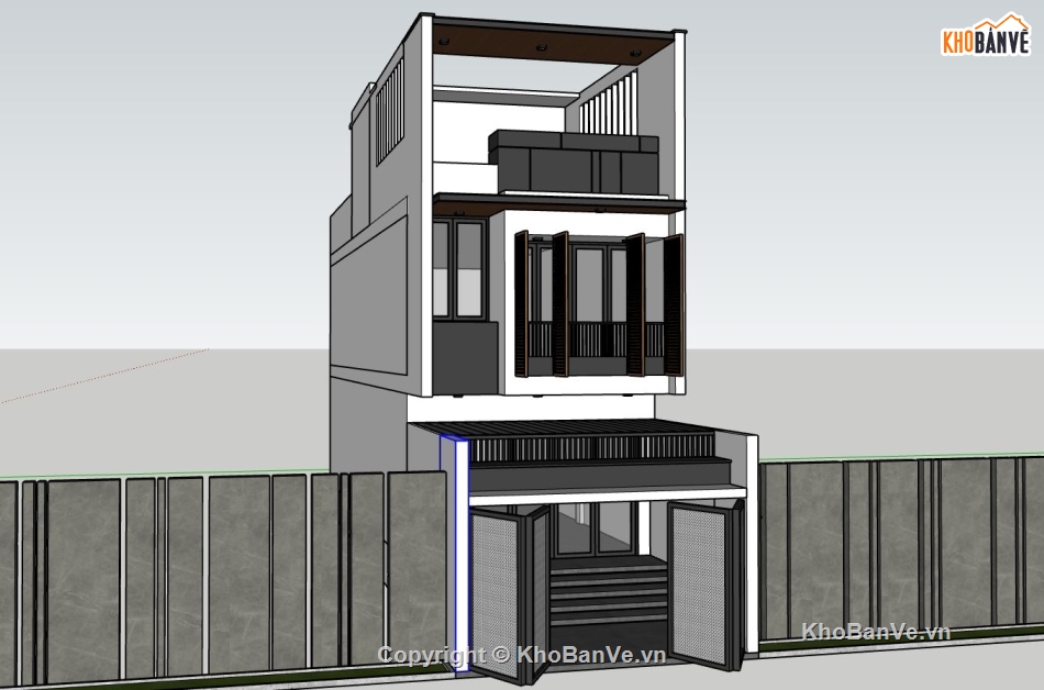 nhà phố 2 tầng,mẫu nhà phố hiện đại,sketchup nhà phố 2 tầng