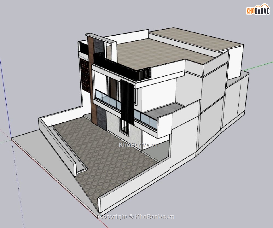 nhà 2 tầng,sketchup nhà 2 tầng,sketchup nhà 2 tầng hiện đại