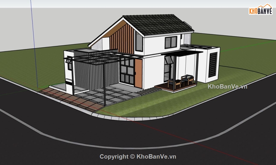 mẫu nhà 2 tầng,nhà nông thôn su,sketchup nhà 2 tầng