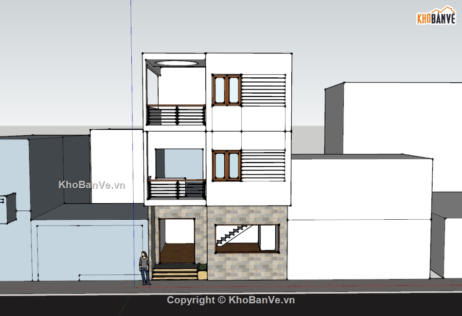 nhà 3 tầng,nhà phố,model nhà phố