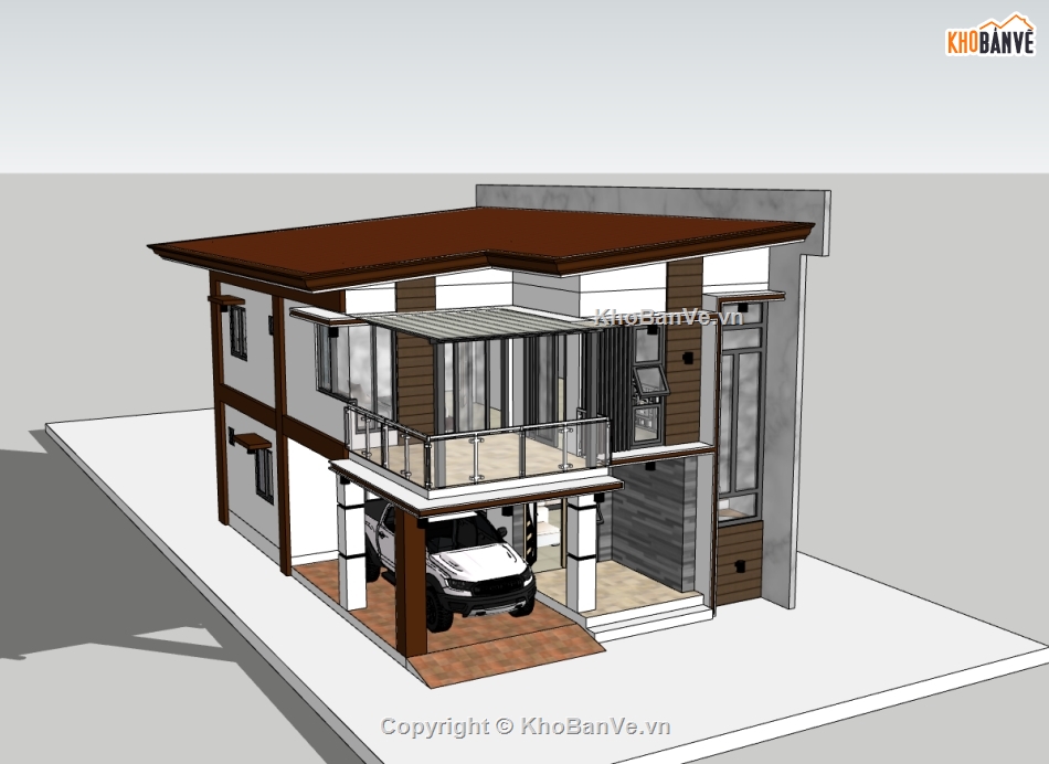 biệt thự 2 tầng,su biệt thự,biệt thự sketchup