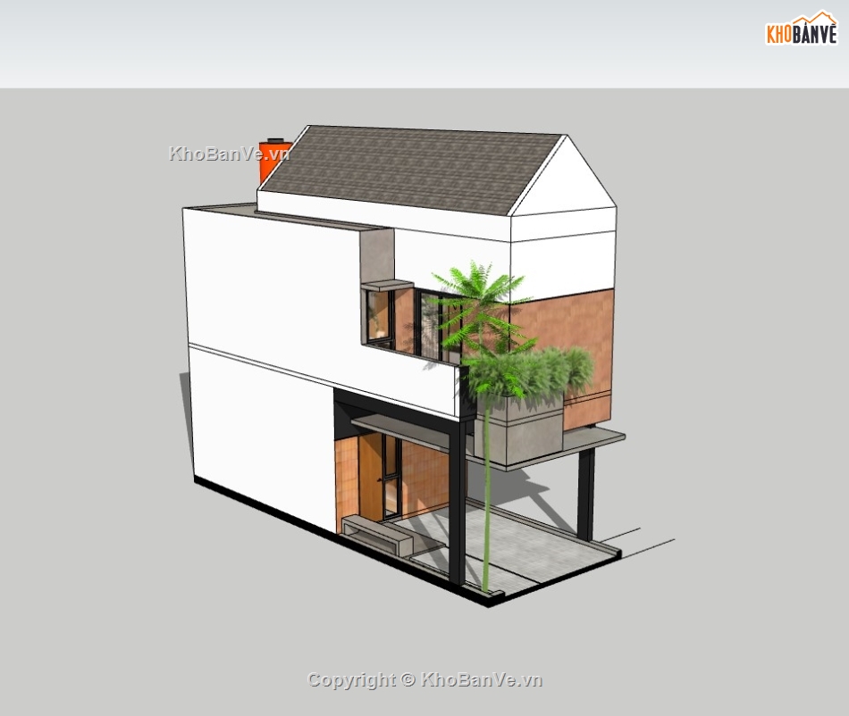 nhà phố  2 tầng,su nhà phố 2 tầng,sketchup nhà phố 2 tầng