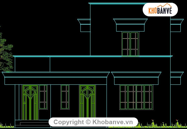 nhà gia đình,bản vẽ nhà ở,file cad nhà ở 2 tầng,nhà 2 tầng giật cấp,2 tầng kt 9.2x12.3m