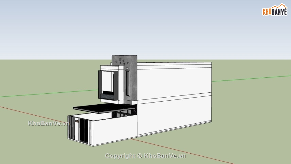 nhà phố 2 tầng,sketchup nhà phố 2 tầng,phối cảnh nhà phố 2 tầng,nhà phố hiện đại