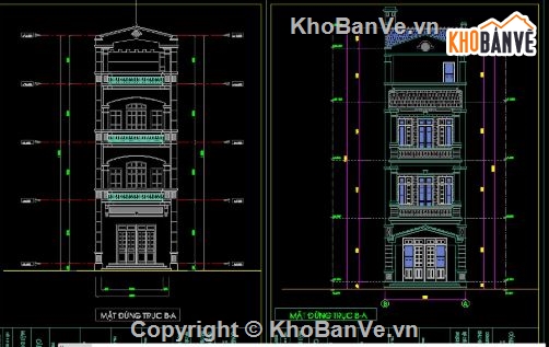 Nhà phố,Nhà phố 4 tầng,kiến trúc 4 tầng,nhà phố 4 tầng file cad