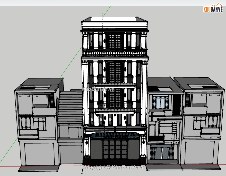 file sketchup nhà phố 5 tầng,model sketchup nhà phố 5 tầng,sketchup nhà phố 5 tầng